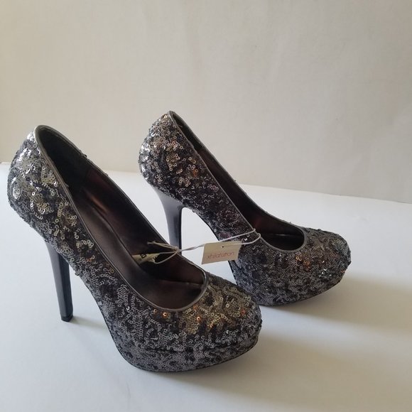 Xhilaration Gray Silver Metallic Sequence Stiletto, Platform size 8  NWT - Picture 2 of 9